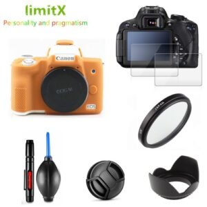 Silicone Case Cover Camera Bag UV Filter Lens Hood Cap Cleaning Pen 2x Screen Protector For Canon EOS M50 Mark II EF-M 15-45mm