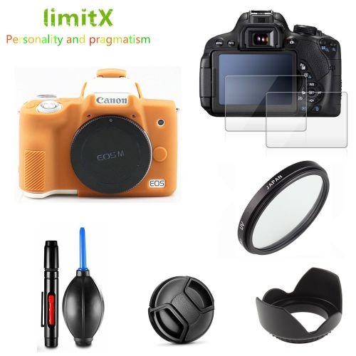 Silicone Case Cover Camera Bag UV Filter Lens Hood Cap Cleaning Pen 2x Screen Protector For Canon EOS M50 Mark II EF-M 15-45mm