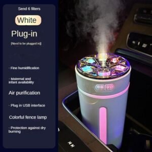 Smart Car Air Purifier Humidifier Diffuser Car Deodorizer Car Atmosphere Send 6 Filter Elements Automotive Supplies-White