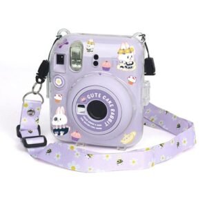 Crystal Hard Acrylic Camera Case-For FUJIFILM Instax Mini 12(DIY Milk Cow)-For FUJIFILM Instax Mini 12(DIY Purple Daisies)-For FUJIFILM Instax Mini 12(DIY Green Flowers)-For FUJIFILM Instax Mini 12(DIY Pink Graffiti)