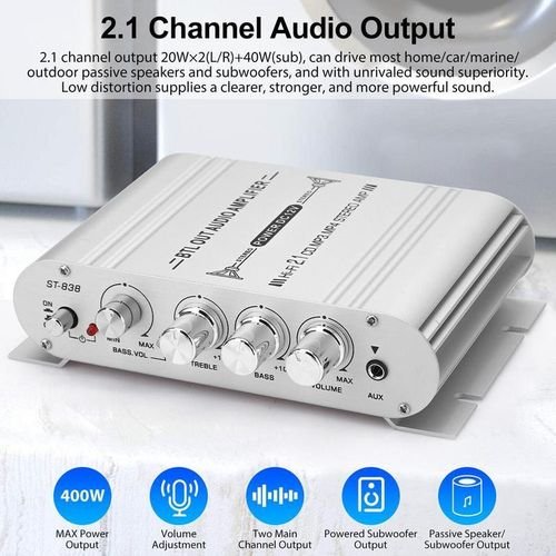 Car Audio Stereo Speaker Hifi Power Amplifier Home Subwoofer 2.1 Channel Audio Output 12v 400w Audio System Car Accessories 838-