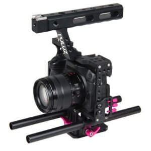 Puluz Camera Cage Handle Stabilizer For Sony A7 & A7S & A7R, A7R II & A7S II, A7RIII & A7 III, Panasonic Lumix DMC-GH4(Red)