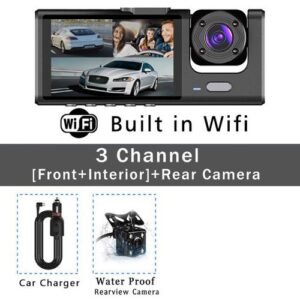 3 Channel WIFI Dash Cam 1080P Car Dvr Interior Vehicle Three Way Camera Mini DVRs Recorder Video Registrator Dashcam Camcorder-3 Channel WiFi_WHITE_None_16g