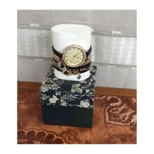 Jessica carlyle Jessica Caryle Ladies Black Leather Wrist Watch Set Bracelet.