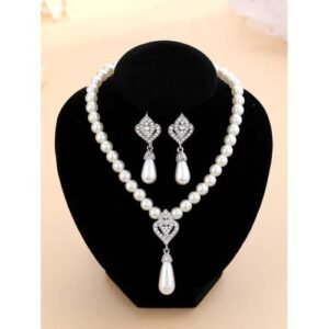 Non-Tarnish Rhinestone Jewelry Set Necklace Earrings Party Wedding For Women Girls