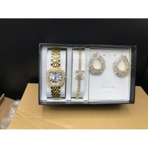 Classy No Rusting Set Of Gold Wristwatch/Bracelet/Earrings