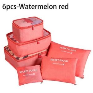 6pcs Set Suitcase Packing Cubes For Travel Organizer Transparent Mesh Pouch Clothes Cosmetics Storage Bag Portable Handbags
