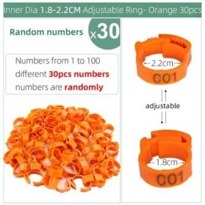 30pcs Numbered Poultry Chicken Leg Bands Adjustable Foot Label Rings For Chicks Pigeon Duck Goose 6-Color Identification Clip-On