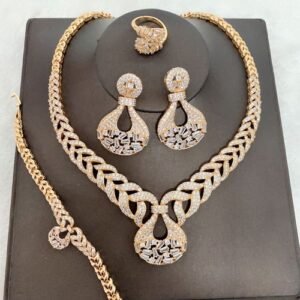 Quality Zirconia Crystal Luxury Sets Diamond  Necklace,Earring ,Bracelet And Ring Set