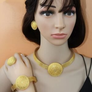 Womens Gold Ethiopian Jewelry Set Bridal  Set