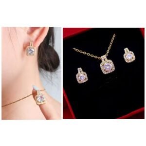 ZIRCONIA ICE NECKLACE AND EARRING HIGH GRADE