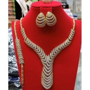 Gold Active Super Elegant & Very Trendy Non Fading 4in1 Zirconia Jewelry Set