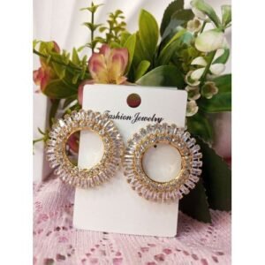 Sparkling Flat Shape Gold Color  Earing From MynnatApparels