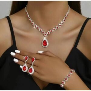 Quality Choice Very Exotic & Original Silver/Red Women's Zirconia Jewelry Set (U.S)