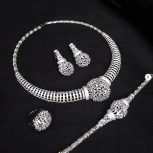 Zirconia Classy Necklace Bangle,& Earrings Wedding And Engagement Jewelry Set