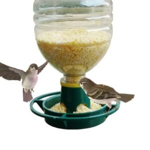 1pcs Outdoor Bird Feeder Automatic Hanging Plastic Feed Bowl For Parrot Pigeon Pet Indoor Bottle Mouth Docking Feeding Supplies