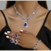 Exotic Collections Super Exotic & Beautiful Women's Silver/Blue Zirconia Jewelry Set (U.S)