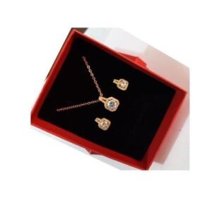 Zirconia Necklace And Earring Jewelry Set With Case(18k)
