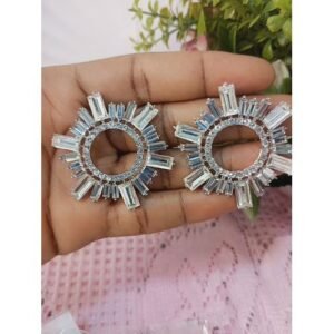 Classy  Flat Shape Silver Earing For Ladies  MynnatApparels