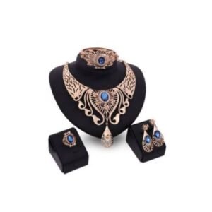 Magnificent Female Necklace Bracelet And Jewelry Set- Gold