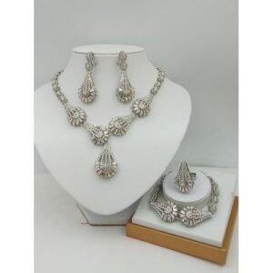 Ladies Elegant Costume Jewelry Set - Silver Color