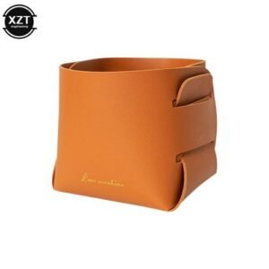 Nordic Leather Organizer Basket Pen Holder Cosmetics Key Headphones Remote Control Sundry Folding Storage Box For Home Desktop