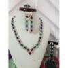 Silver With Colored Stones Bridal Costume Jewelry Set