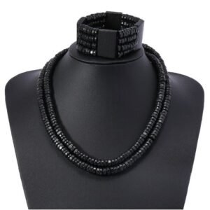 Vibrant African Beaded Necklace and Bracelet Set