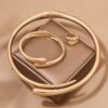 New Hip Hop Jewelry Set Open Necklace Bangle Ring Set For Women Girls - Gold