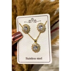 Ladies Gemstone Earing And Necklace Jewelry Set