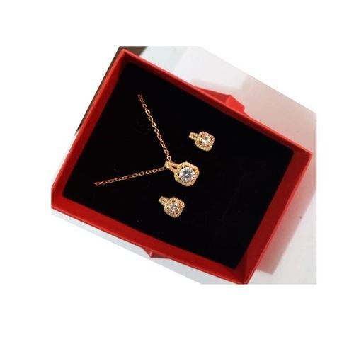 18k Gold Plated Cubic Zirconia Necklace And Earring Jewellery Set Gift Idea