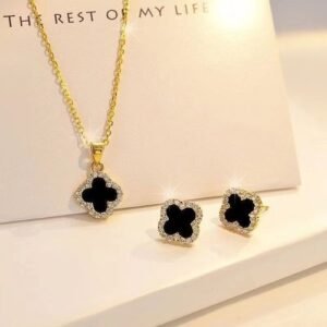 Necklace And Earrings For Women (goldblack)