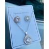 Silver Round Cubic Jewelry Set- Gold (Necklace & Earrings