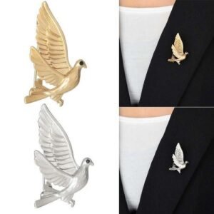 Women Metal Peace Dove Brooches Pins Golden Silver Tone Corsage Christmas Gifts New NO5310