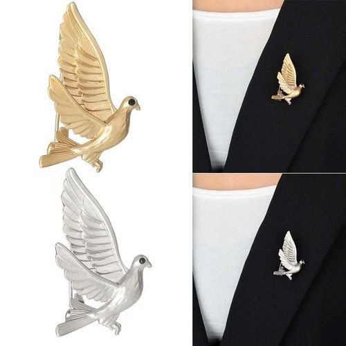 Women Metal Peace Dove Brooches Pins Golden Silver Tone Corsage Christmas Gifts New NO5310
