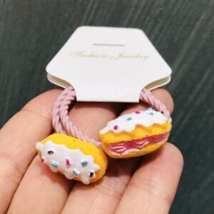 2pcsset Girls Ice Cream Cake Donuts Thread Cloth Hairpins