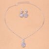 Fashion Jewelery Women's Necklace And Earrings Set Bridal Jewelry - Silver