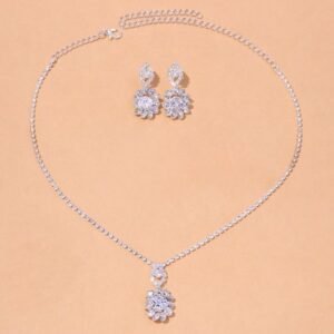 Fashion Jewelery Women's Necklace And Earrings Set Bridal Jewelry - Silver