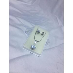 Silver Stone Necklace And Stud Earring Set