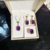 Luxurious Women Jewelry Set With Shiny Rhinestone &Free Case - Purple