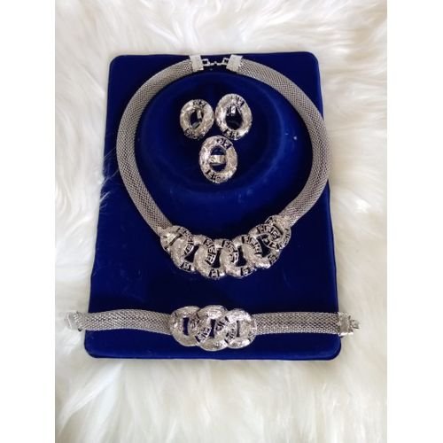 Elegant Costume Jewelry Set - Silver Color