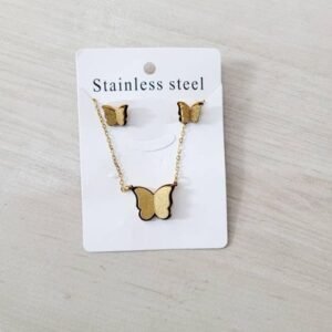 2024  butterfly  stainless steel set of necklace and earring