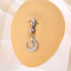 Non Pierce Moon Style Zirconia Sexy Belly Button Navel Ring