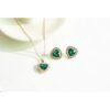 Jewelry Set-Luxury Green Heart Rhinestone Earrings&Necklace