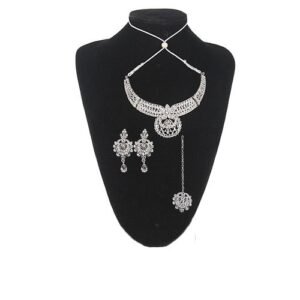 Jewelry Indian Stoned Detailed Jewelry Set - Silver