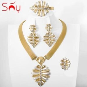 Ladies jewelry set with necklace earrings bracelet and ring