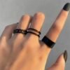 Classy 3 Black Knuckle Ring Set For Ladies Women