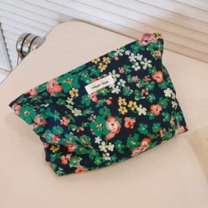 Korean Floral Cloth Women Cosmetic Bag For Make Up Travel Cosmetics Organizer Bathroom Washbag Large Toiletry Pouch Case Bags