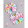 2pcs For Girls Curly Ice Cream Pattern Bow Grosgrain Ribbon Korker Pigtail Bows Alligator Clips