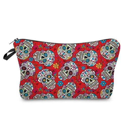 Ladies Cosmetics Storage Bag Outdoor Toiletry Bag Women's Toilet Bags Beach Mini Skull Print Portable Travel Women's Makeup Bags
